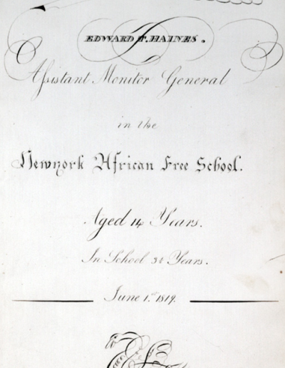Image of signature flourish of Edward T. Haines, NYAFS student holding the title of Assistant Monitor General in the NYAFS.
