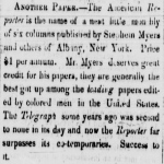 A newspaper clipping from 1856
