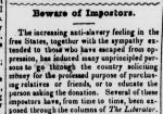 newspaper clipping, published 1856