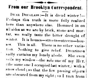 newspaper clipping, correspondence section, 1853