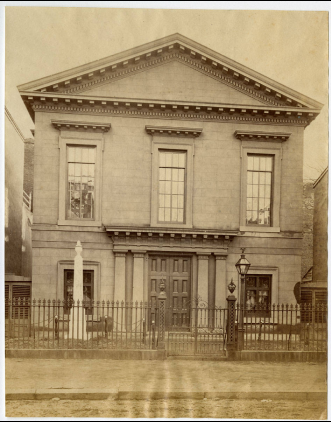 Black and white photograph taken in 1870 of Presbyterian Church