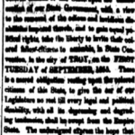 This notice was written in Frederick Douglass' Paper on August 3, 1855, to call representatives of the state of New York to the Colored National Convention of 1855. Jacob Gibbs is listed third from the bottom.