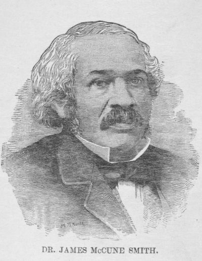 Black and white printed portrait of Dr. James McCune Smith