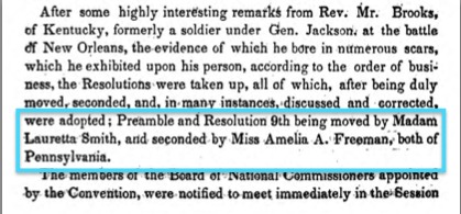 Convention minutes featuring women delegates