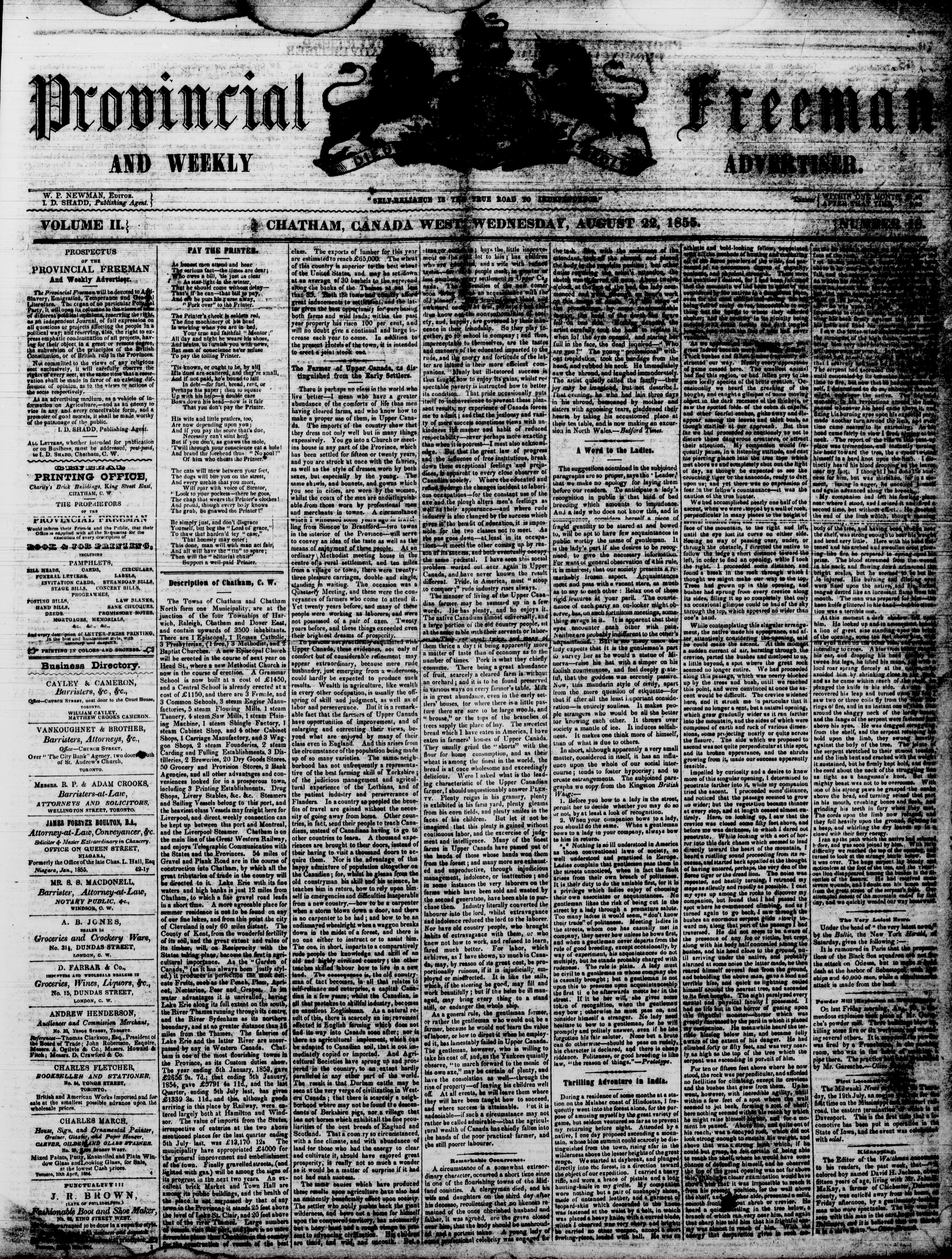 Scan of newspaper frontpage