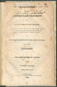 image of Cover of Constitution of the American Society of Free Persons of Color, 1831