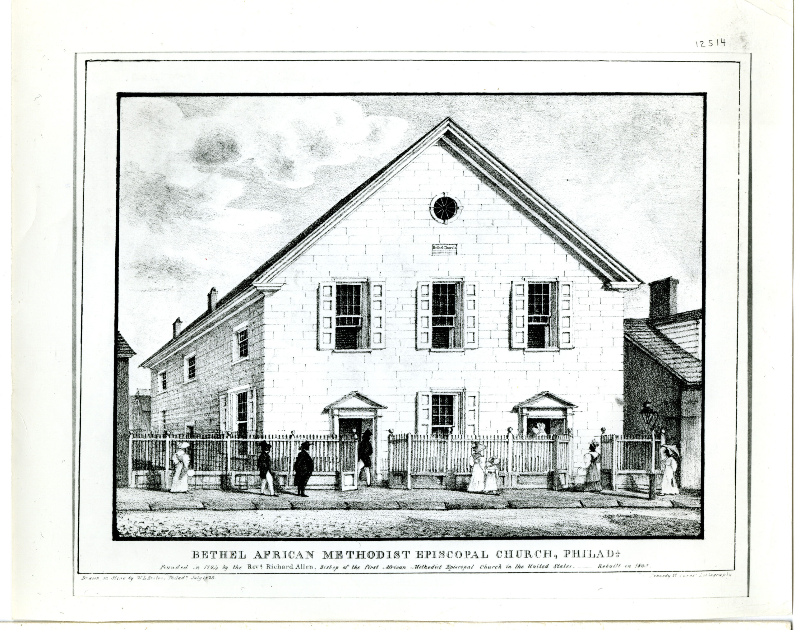 B&W drawing of church