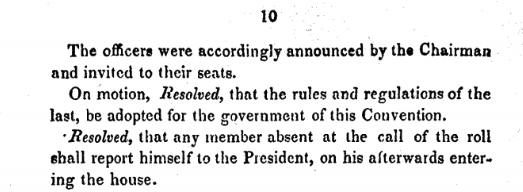 Rules from Previous Convention Adopted in 1834