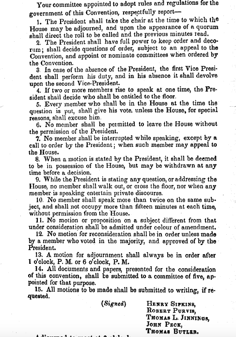 Rules of the 1833 Colored Convention from the Minutes of the 1833 Colored Convention