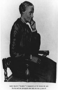 Mary Ellen Pleasant, involved with the Underground Railroad and an important financial backer for Brown. Image courtesy of The Bancroft Library, Online Archive of California. She is sitting, facing away from the camera, with her head on her hand. She is 87 in this portrait.