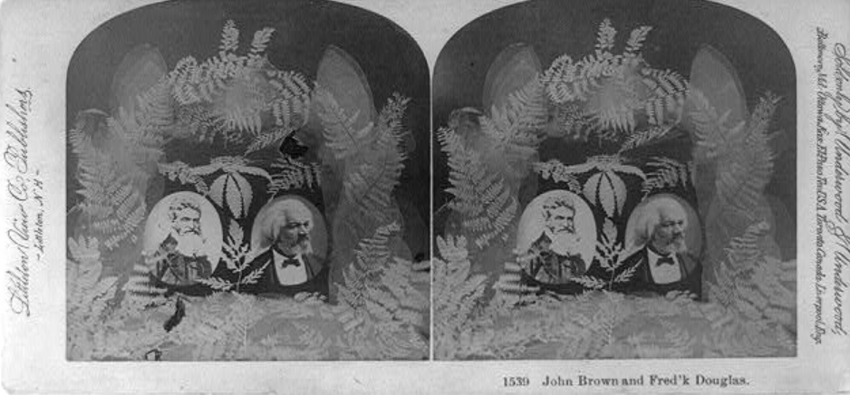 Stereograph card with portrait of 2 men --