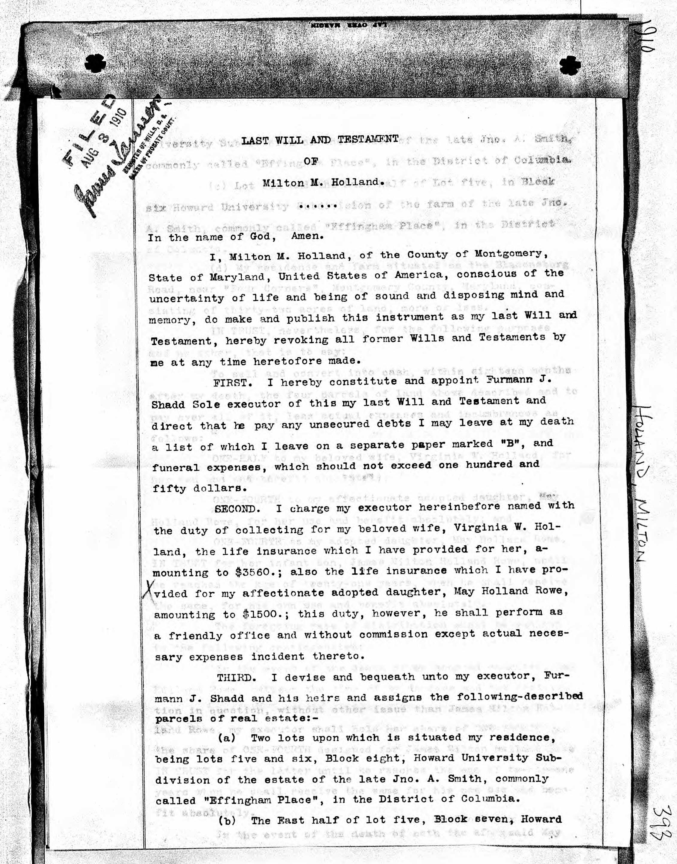 Scan of last will and testament