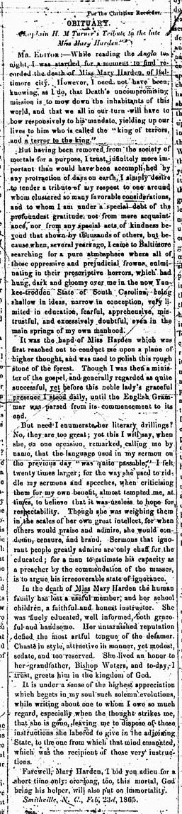 scanned image of newspaper clipping The Christian Recorder