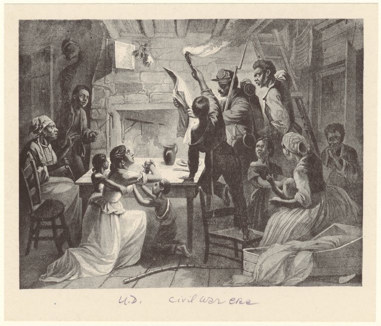 Scanned rendering of people in room around fire