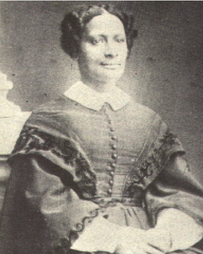 Black and white portrait photograph of Sarah Parker Remond.