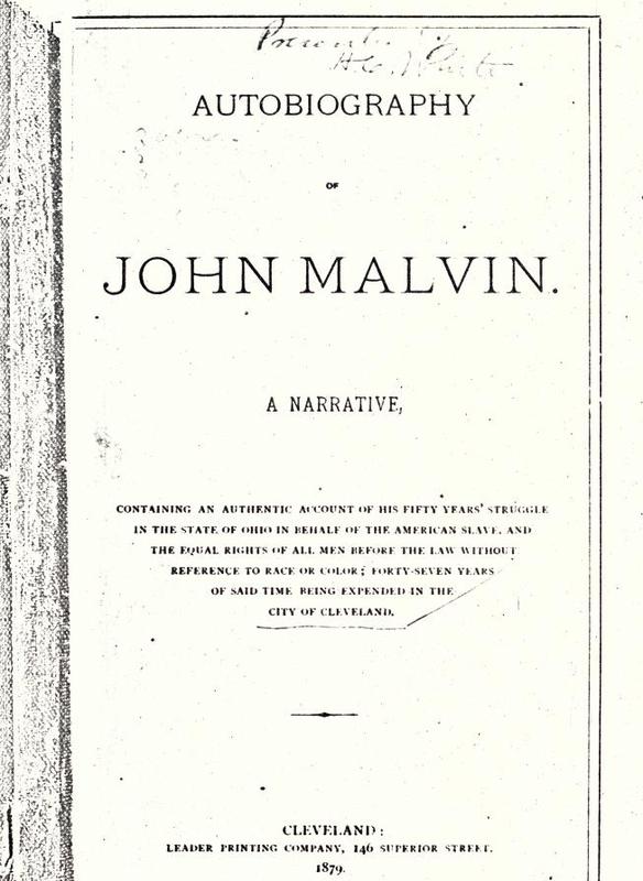 Cover page of "Autobiography of John Malvin."