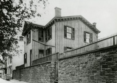 Black and white photograph of school
